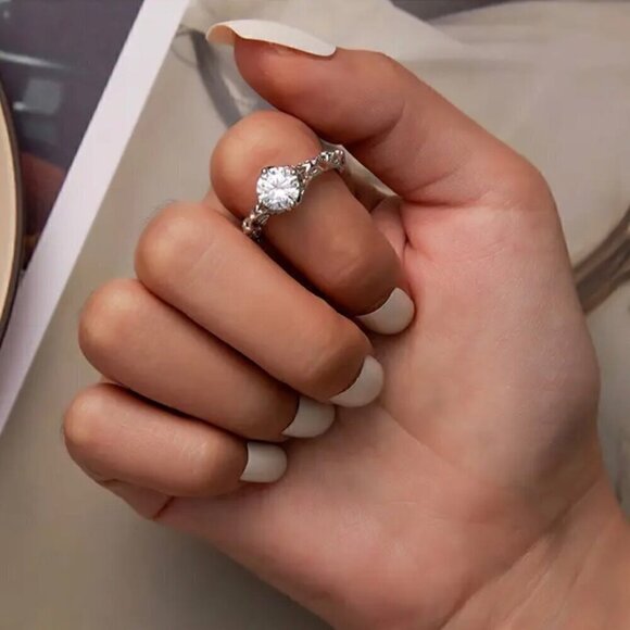 NEW Engagement Ring SZ. 7 S925 Sterling Silver Filigree Romantic Feminine - Picture 8 of 12